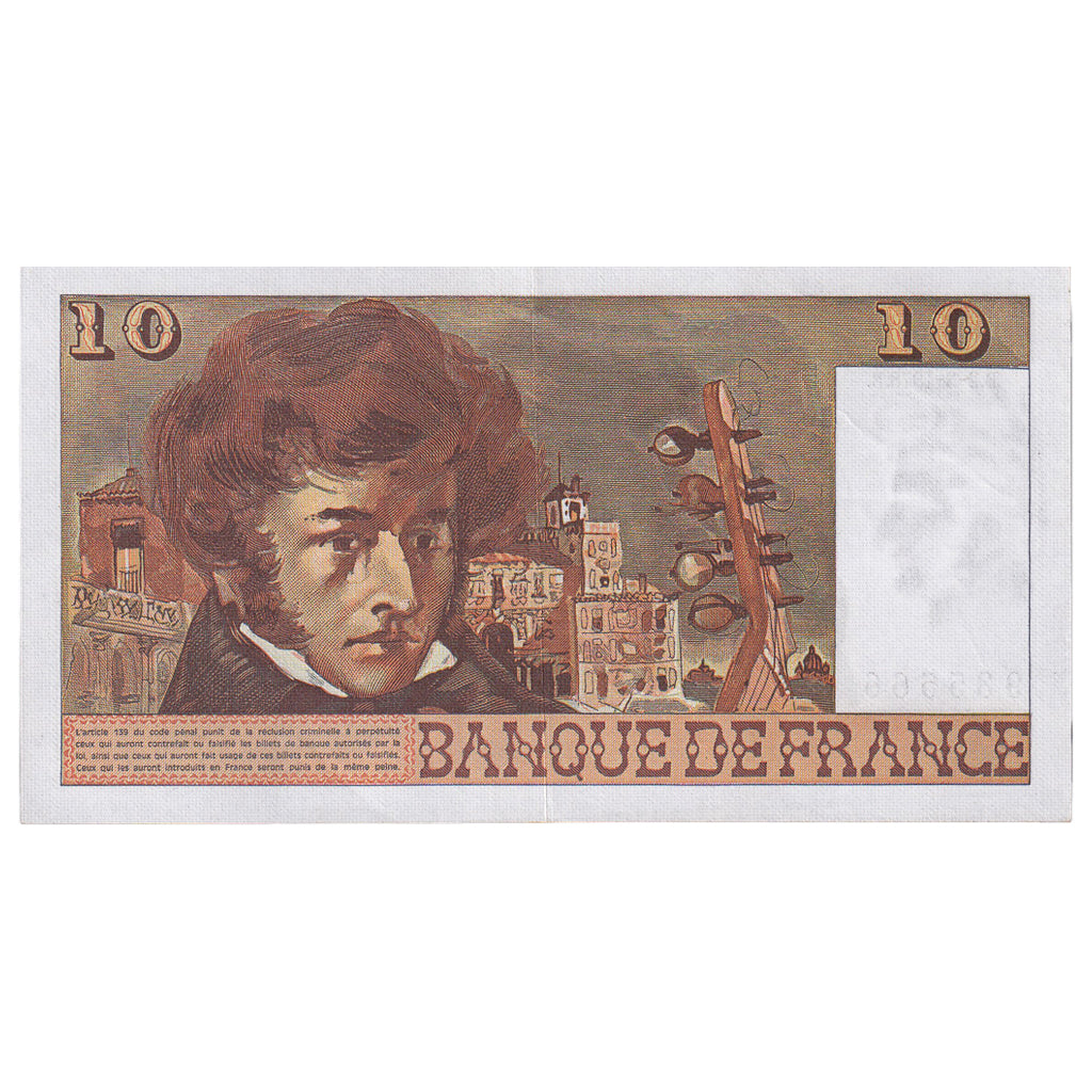França, 10 Francs, Berlioz, 1978, P.302, AU(50-53), Fayette:63.23, KM:150c