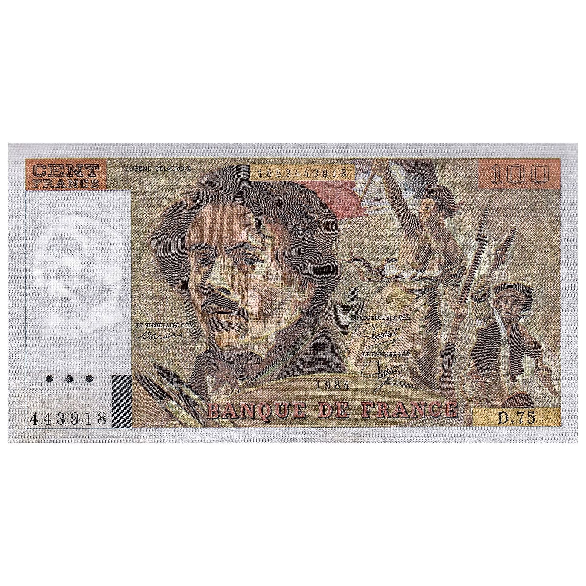 Frankrijk, 100 Francs, Delacroix, 1984, D.75, TTB+, Fayette:69.08a, KM:154b