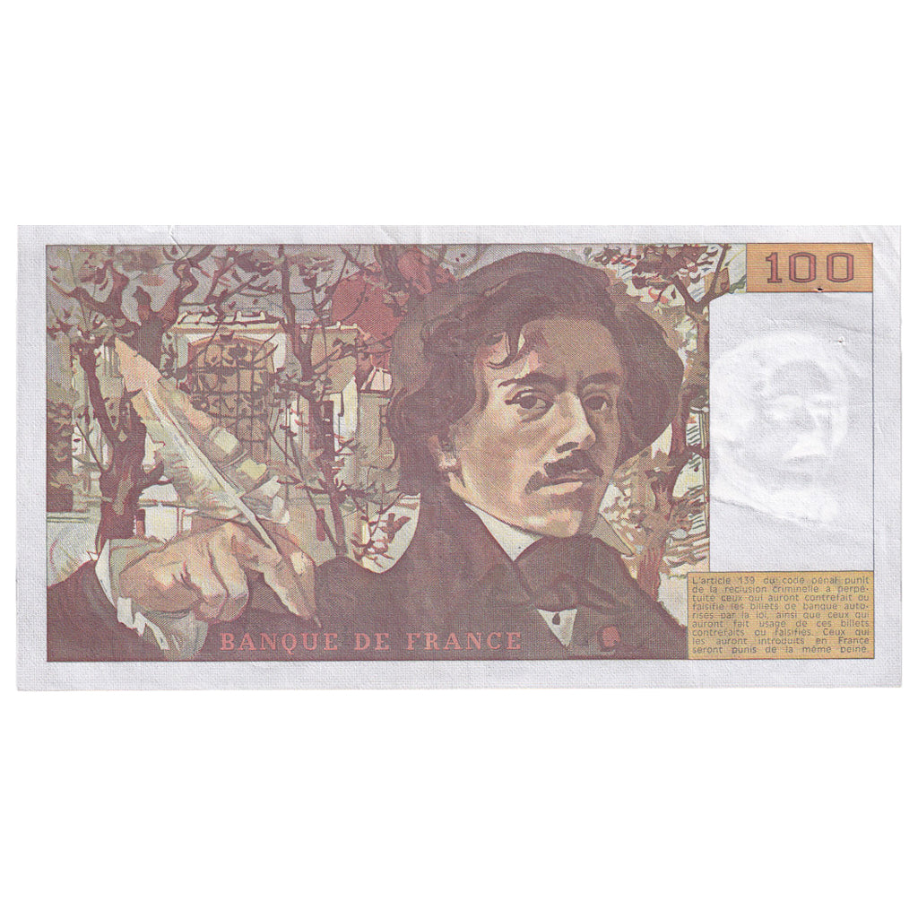 Francia, 100 Francs, Delacroix, 1984, K.75, MBC+, Fayette:69.08a, KM:154b
