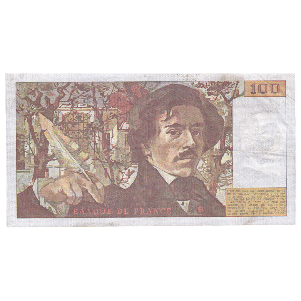 Frankrijk, 100 Francs, Delacroix, 1985, G.93, TB+, Fayette:69.09, KM:154b
