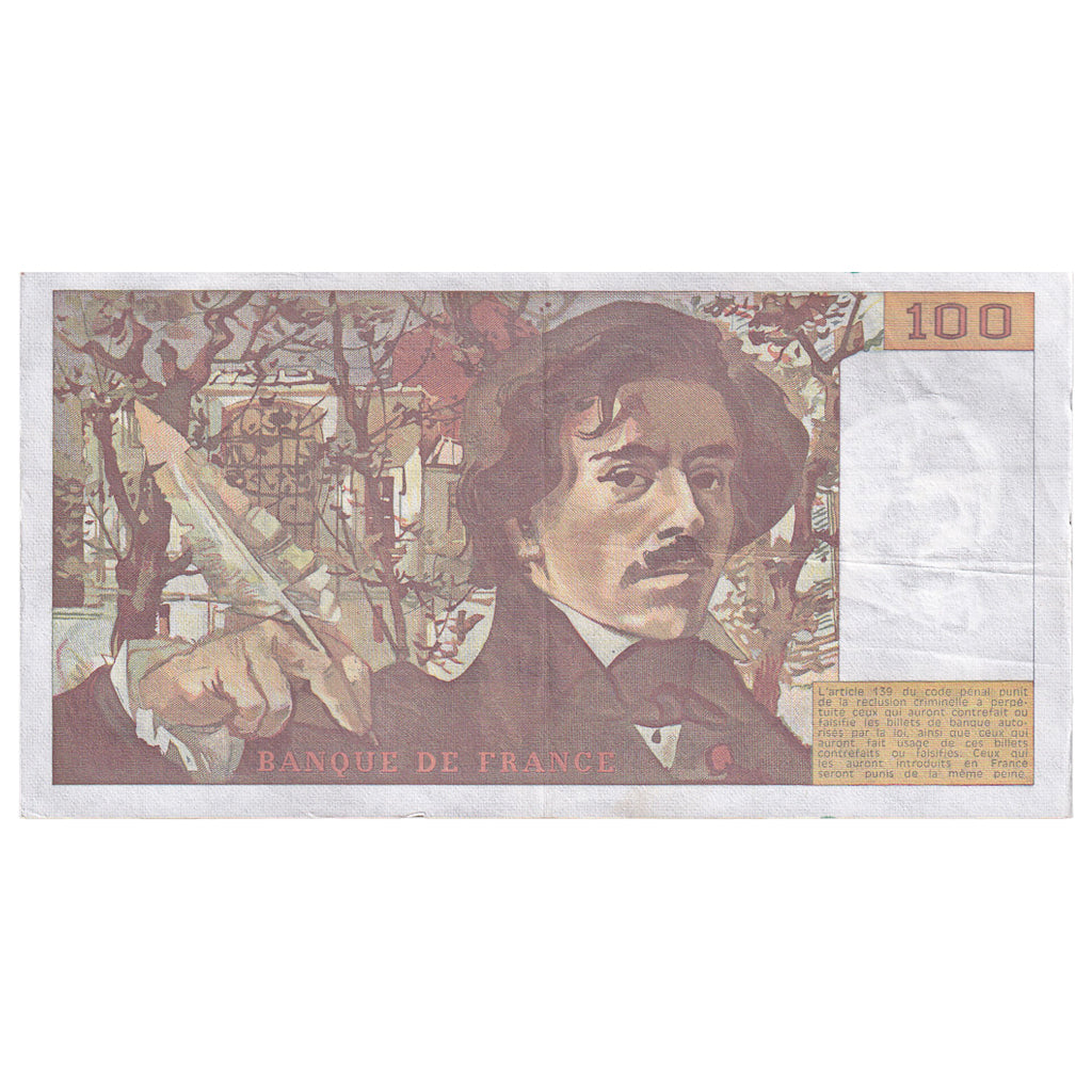 Frankrijk, 100 Francs, Delacroix, 1986, S.106, TB+, Fayette:69.10, KM:154b