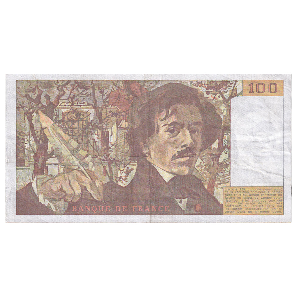 Frankrijk, 100 Francs, Delacroix, 1986, V.106, TB, Fayette:69.10, KM:154b