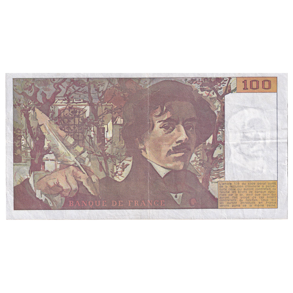 Frankrijk, 100 Francs, Delacroix, 1990, D.175, TB+, Fayette:69bis.2c, KM:154e