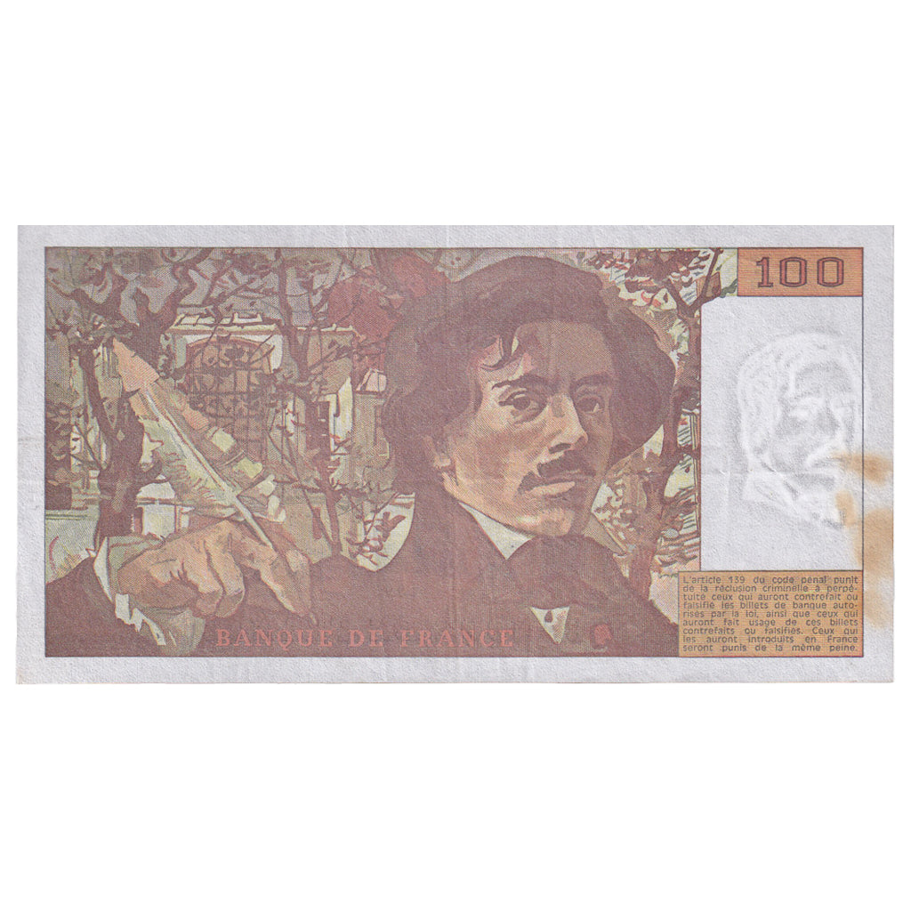 France, 100 Francs, Delacroix, 1993, Q.240, VF(30-35), Fayette:69bis.08, KM:154g