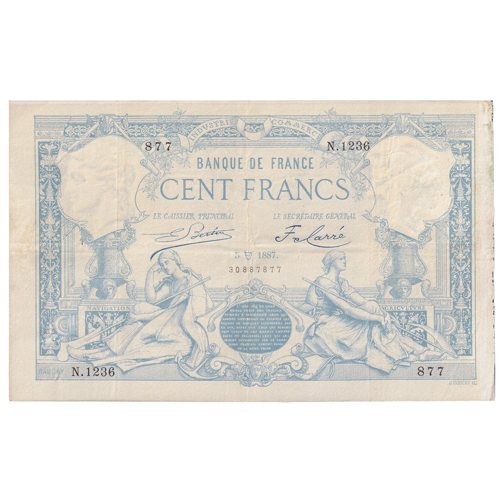 Francia, 100 Francs, 1887-04-05, N.1236, VF 30, PMG