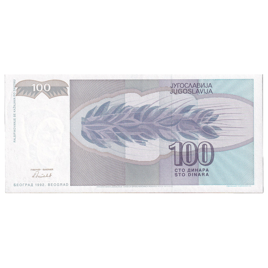 Geldschein, Jugoslawien, 100 Dinara, 1992, KM:112, UNZ