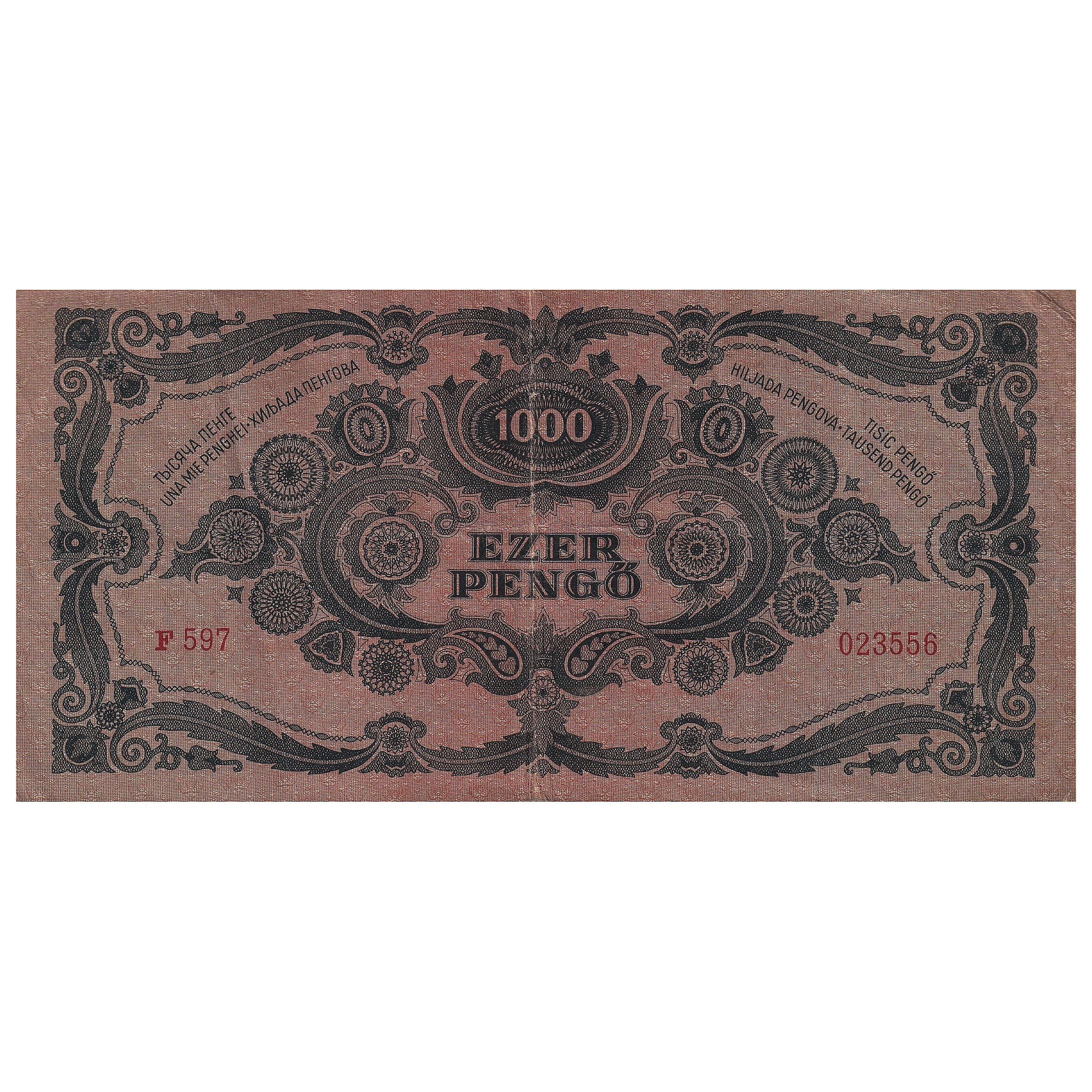 Biljet, Hongarije, 1000 Pengö, 1945, 1945-07-15, KM:118b, TTB