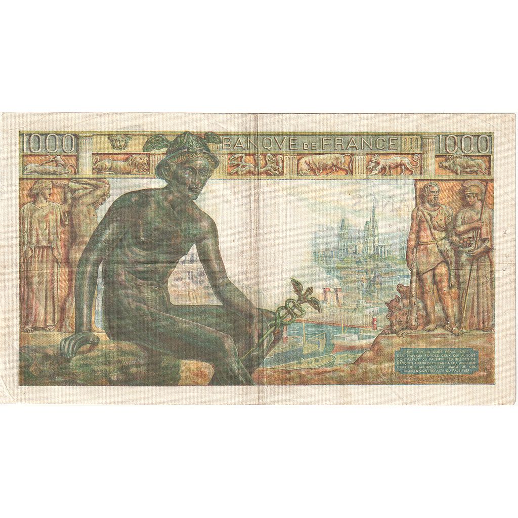 Frankreich, 1000 Francs, Déesse Déméter, 1942, K.163, SS, Fayette:40.01