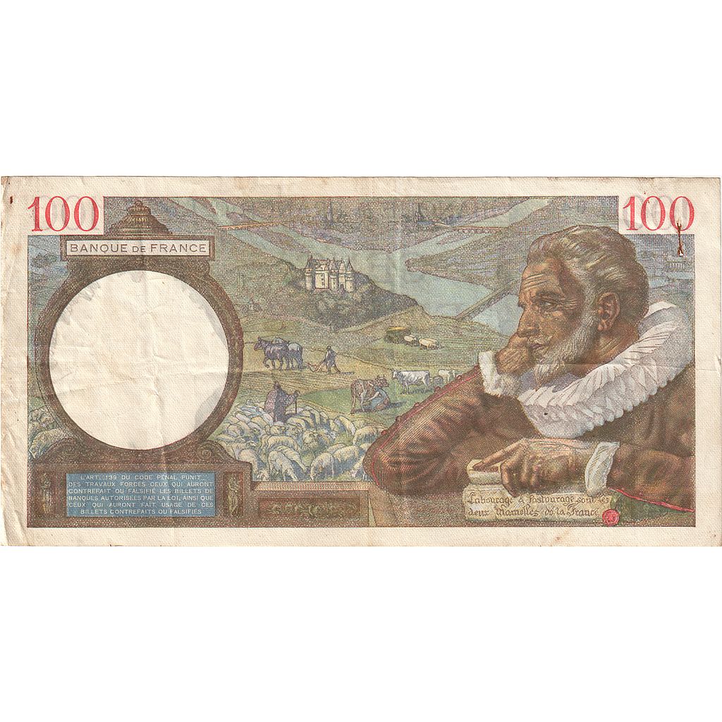Francja, 100 Francs, Sully, 1941, L.22215, EF(40-45), Fayette:26.53, KM:94