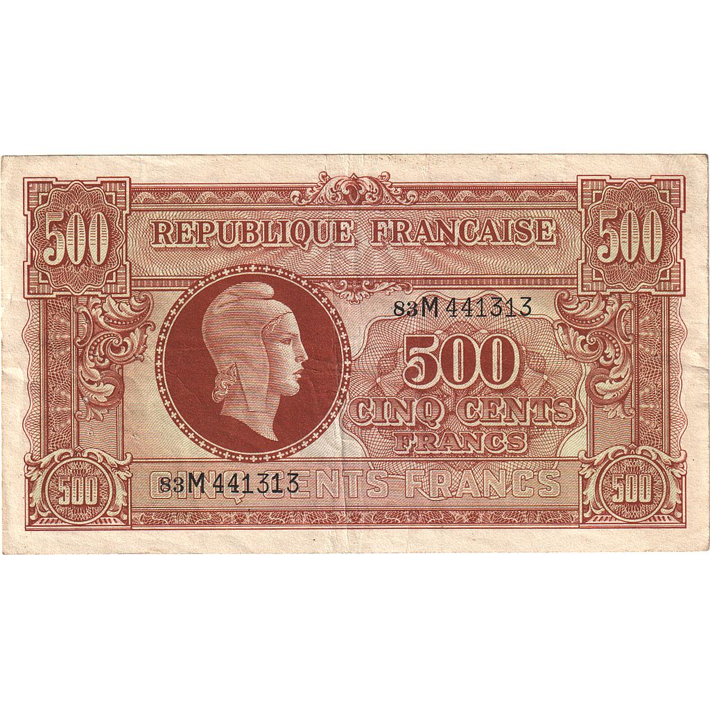 Frankrijk, 500 Francs, Marianne, 1945, 83M, TTB+, Fayette:VF 11.2, KM:106