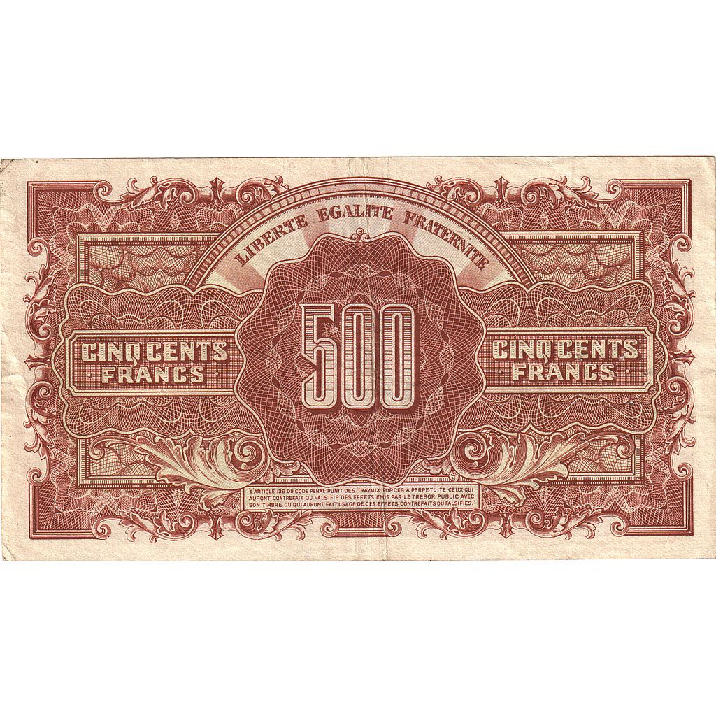 Frankrijk, 500 Francs, Marianne, 1945, 83M, TTB+, Fayette:VF 11.2, KM:106