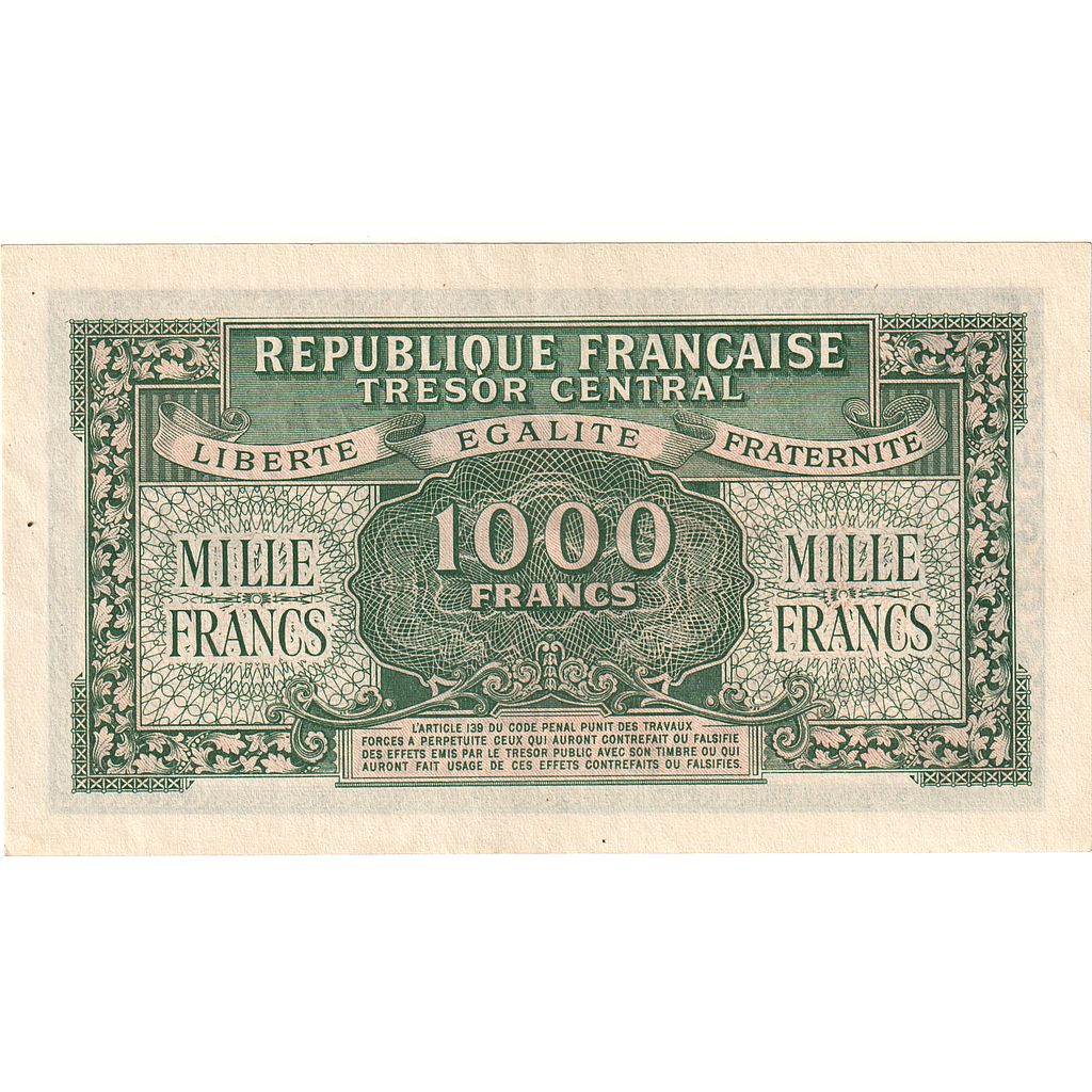 Francia, 1000 Francs, Marianne, 1945, 78A, UNC, Fayette:VF 12.1, KM:107
