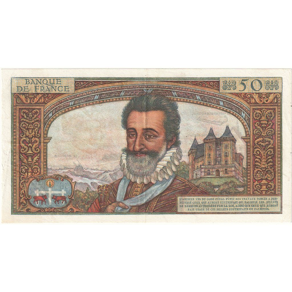 France, 50 Nouveaux Francs, Henri IV, 1960, F.56, AU(55-58), Fayette:58.5