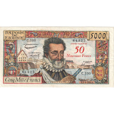 France, 50 Nouveaux Francs on 5000 Francs, Henri IV, 1959, C.100, TTB