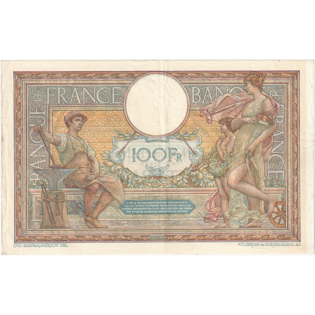 France, 100 Francs, Luc Olivier Merson, 1913, X.1831, UNC(60-62), Fayette:23.05