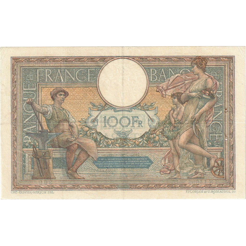 France, 100 Francs, Luc Olivier Merson, 1926, N.14696, EF(40-45), Fayette:24.5