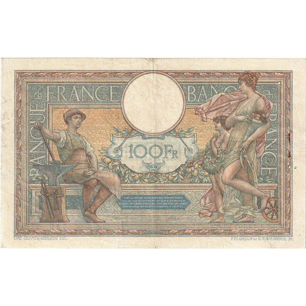 Frankreich, 100 Francs, Luc Olivier Merson, 1926, A.14697, SS, Fayette:24.5