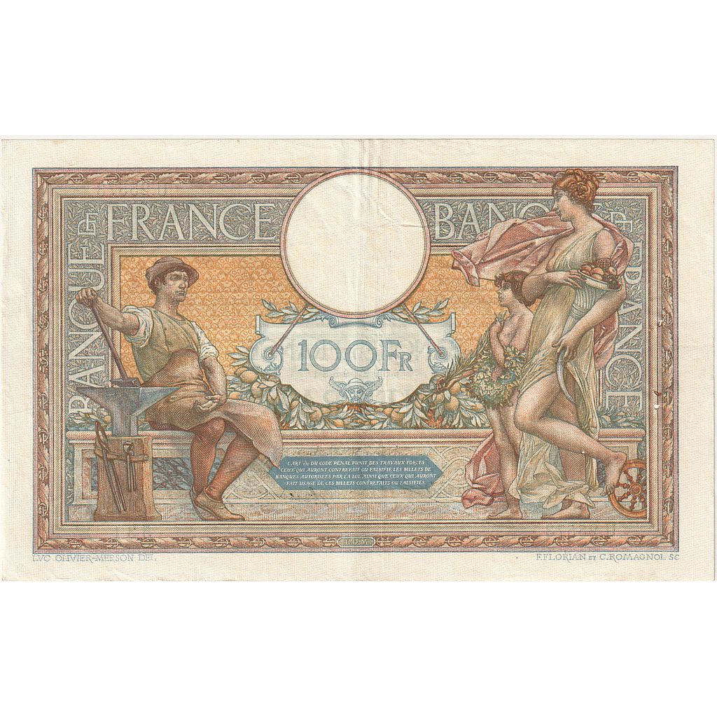 Francia, 100 Francs, Luc Olivier Merson, 1929, U.25573, BB+, Fayette:24.08