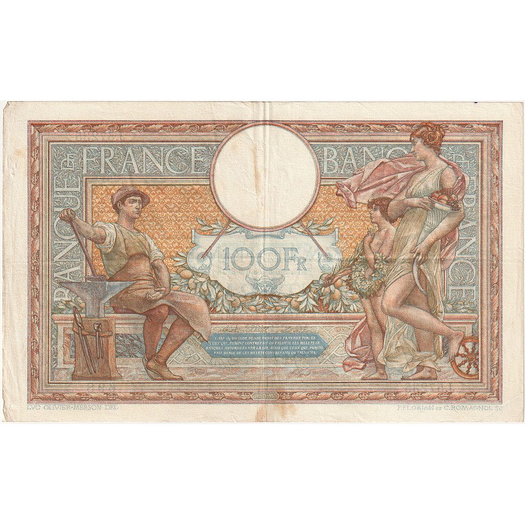 Francja, 100 Francs, Luc Olivier Merson, 1938, J.57235, EF(40-45)