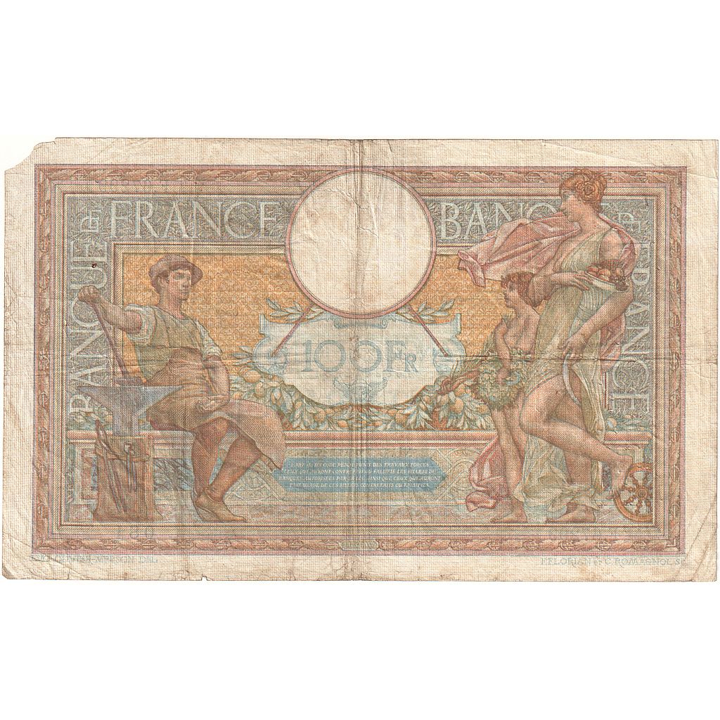 France, 100 Francs, Luc Olivier Merson, 1939, F.67299, B+, Fayette:25.48, KM:86b