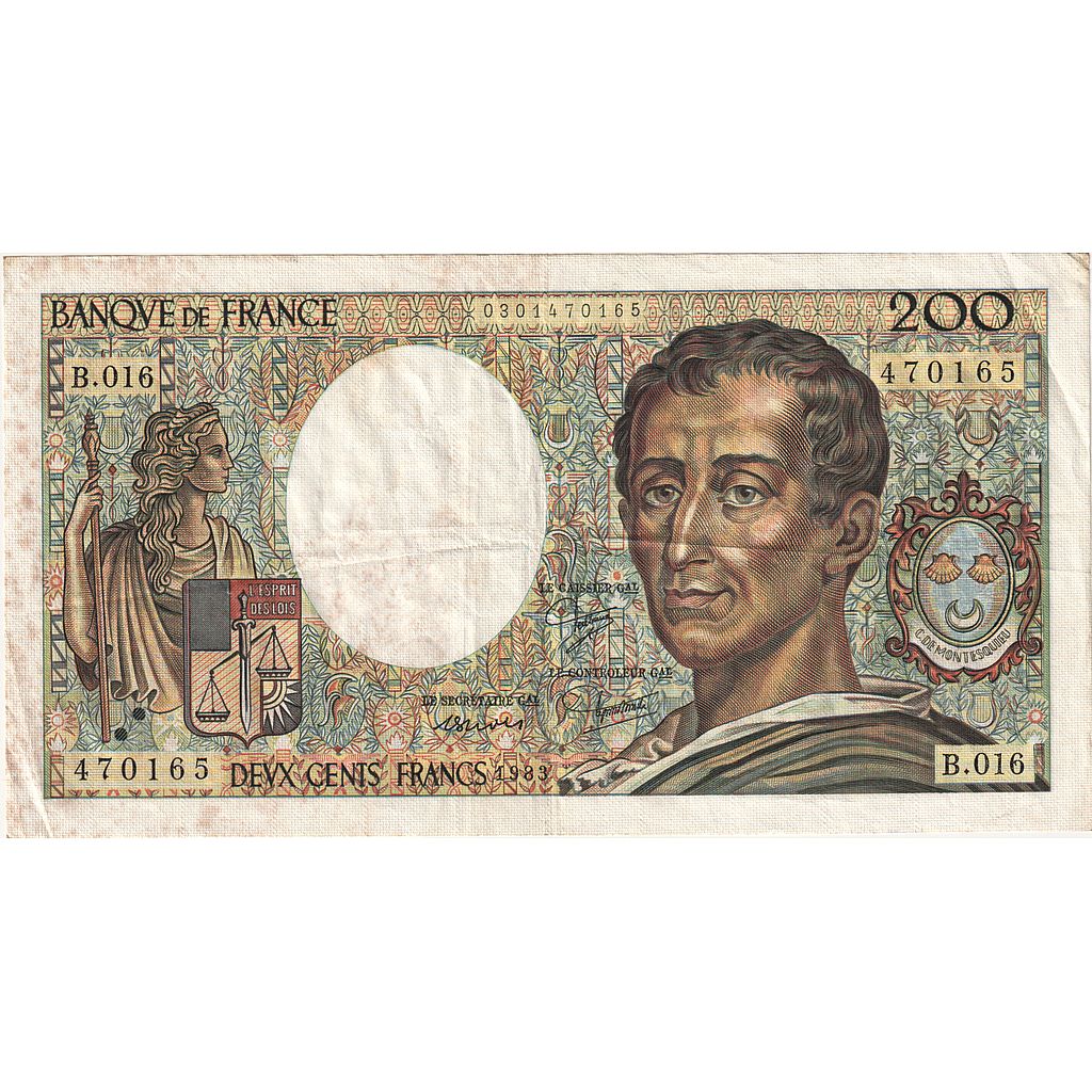 Frankrijk, 200 Francs, Montesquieu, 1983, B.016, TTB, Fayette:70.03, KM:155a