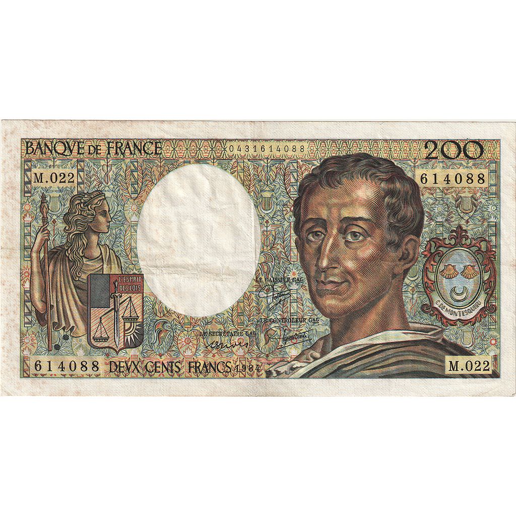 Frankreich, 200 Francs, Montesquieu, 1984, M.022, SS+, Fayette:70.04, KM:155a