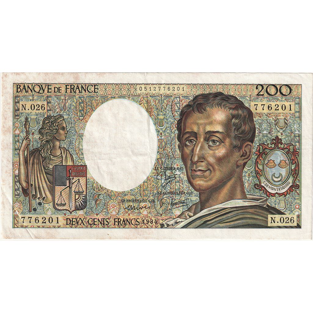 Frankrijk, 200 Francs, Montesquieu, 1984, N.026, TTB+, Fayette:70.04, KM:155a