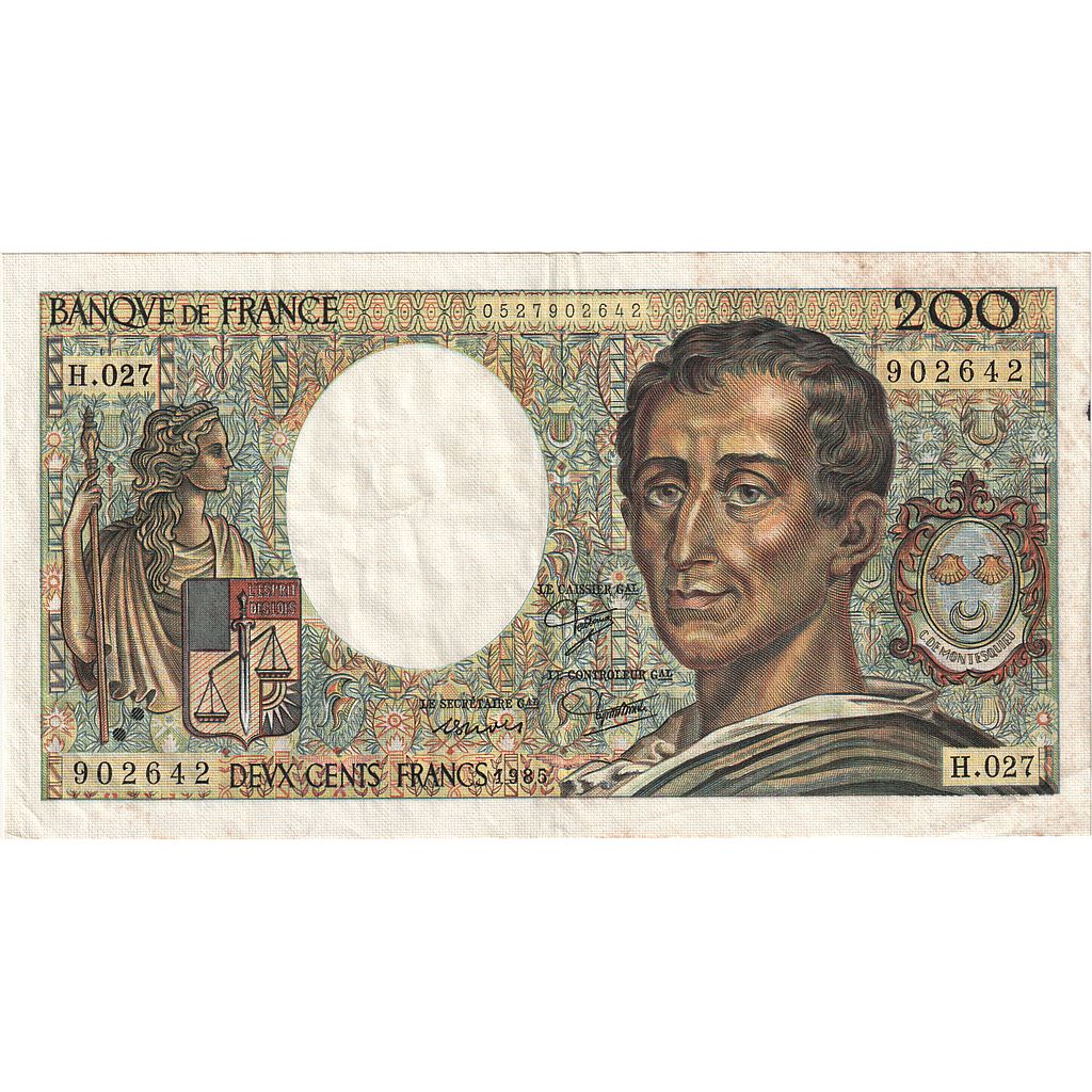 France, 200 Francs, Montesquieu, 1985, H.027, EF(40-45), Fayette:70.05, KM:155a