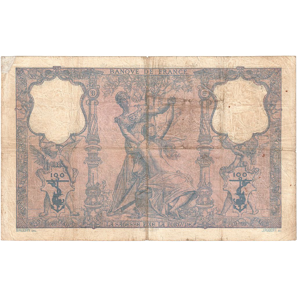 Frankrijk, 100 Francs, Bleu et Rose, 1907, C.4850, TB, Fayette:21.21, KM:65d