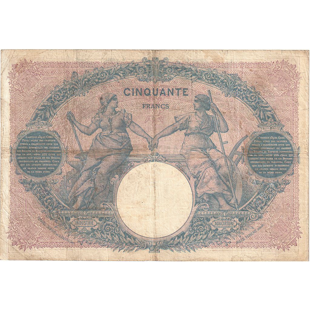 France, 50 Francs, Bleu et Rose, 1903, A.2483, VF(30-35), Fayette:14.15, KM:64c