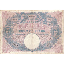 France, 50 Francs, Bleu et Rose, 1915, Y.6601, VF(20-25), Fayette:14.28, KM:64e