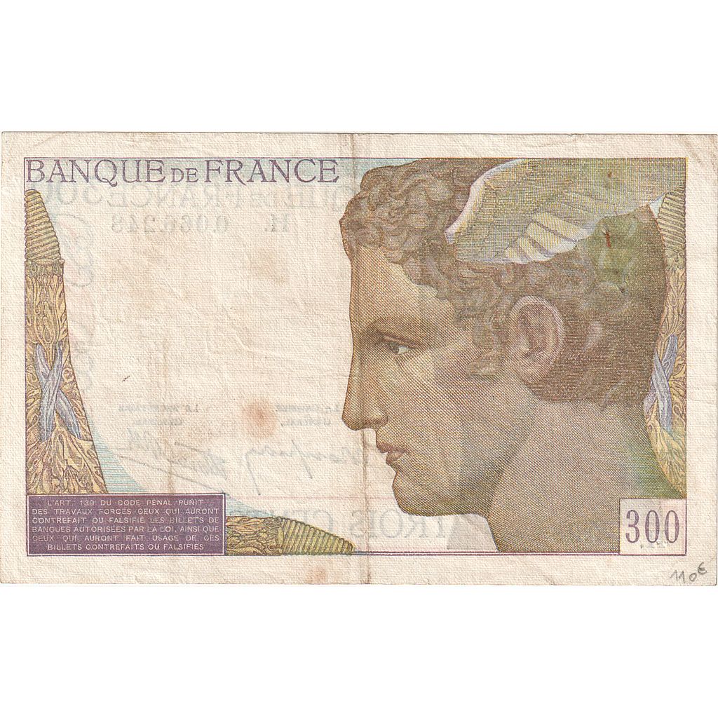 Francia, 300 Francs, Cérès, 1938, H, BB, Fayette:29.01, KM:87a