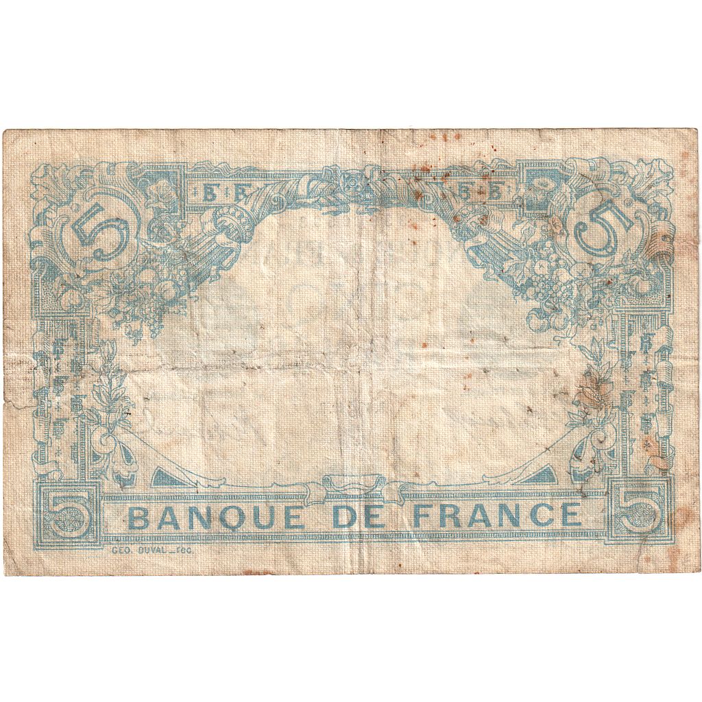 France, 5 Francs, Bleu, 1912, X.1358, VF(30-35), Fayette:02.12, KM:70