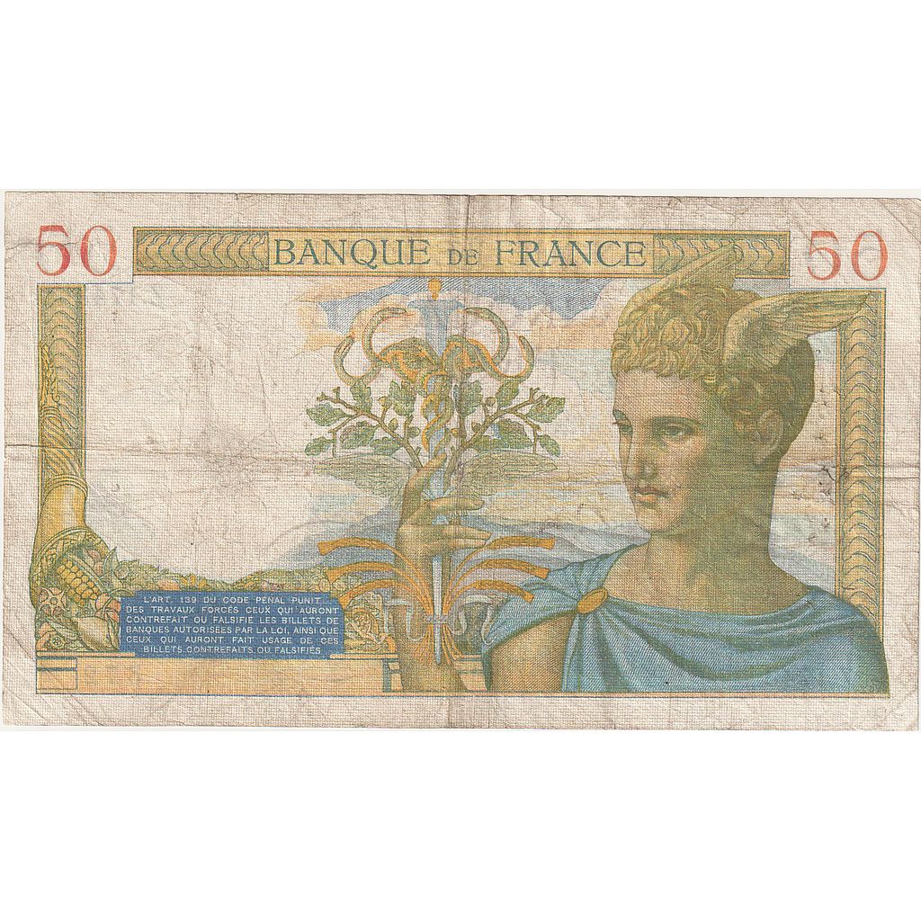 Banknot, Francja, 50 Francs, Cérès, 1935, 1935-05-16, VF(20-25)