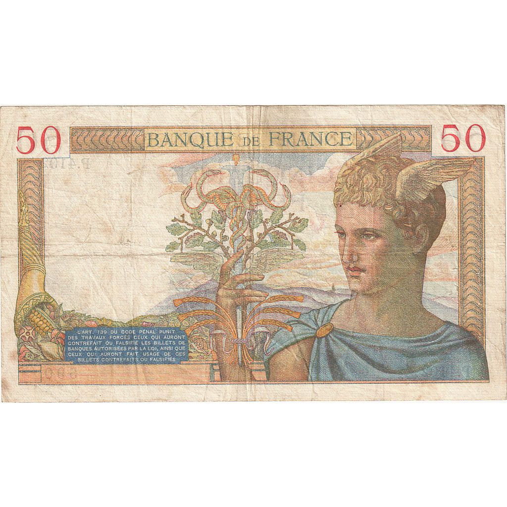 Frankrijk, 50 Francs, Cérès, 1936, P.4102, TB+, Fayette:17.23, KM:81