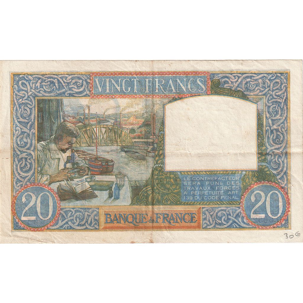 Francia, 20 Francs, Science et Travail, 1941, G.5652, MB+, Fayette:12.18, KM:92b