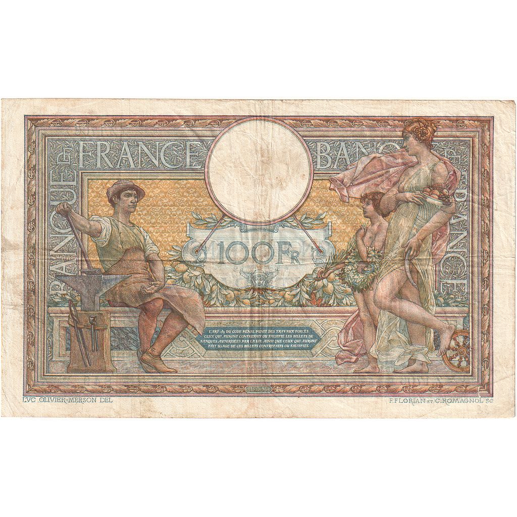 Francia, 100 Francs, Luc Olivier Merson, 1913, Z.1706, MBC, Fayette:23.05