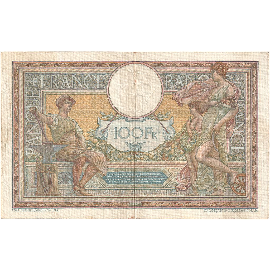 France, 100 Francs, Luc Olivier Merson, 1913, B.1977, TTB, Fayette:23.05, KM:71a
