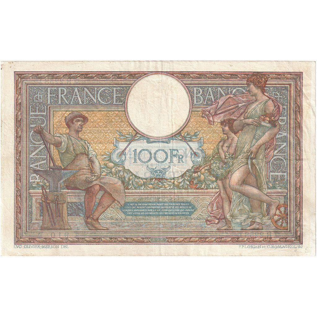 Francia, 100 Francs, Luc Olivier Merson, 1914, R.2258, BB, Fayette:23.06, KM:71a