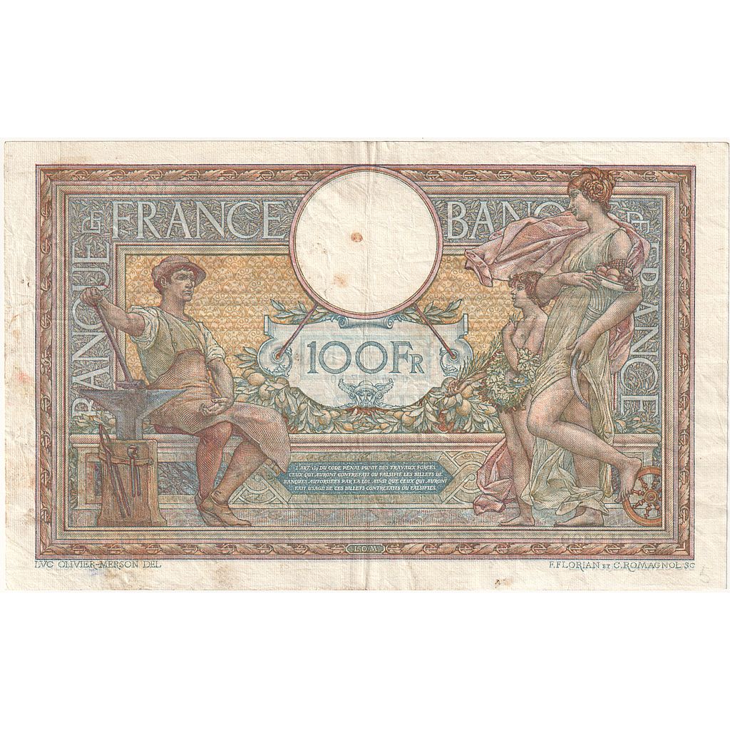 Francia, 100 Francs, Luc Olivier Merson, 1915, M.2699, BB, Fayette:23.07, KM:71a