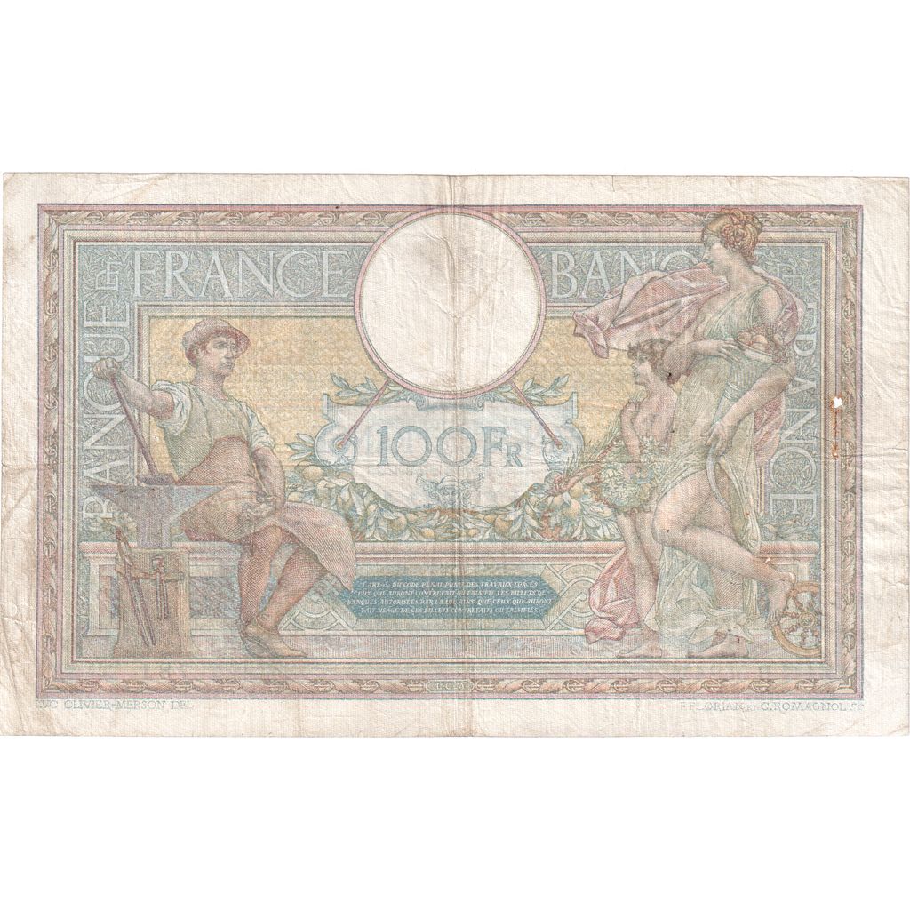 France, 100 Francs, Luc Olivier Merson, 1923, R.9584, VF(20-25), Fayette:32.16