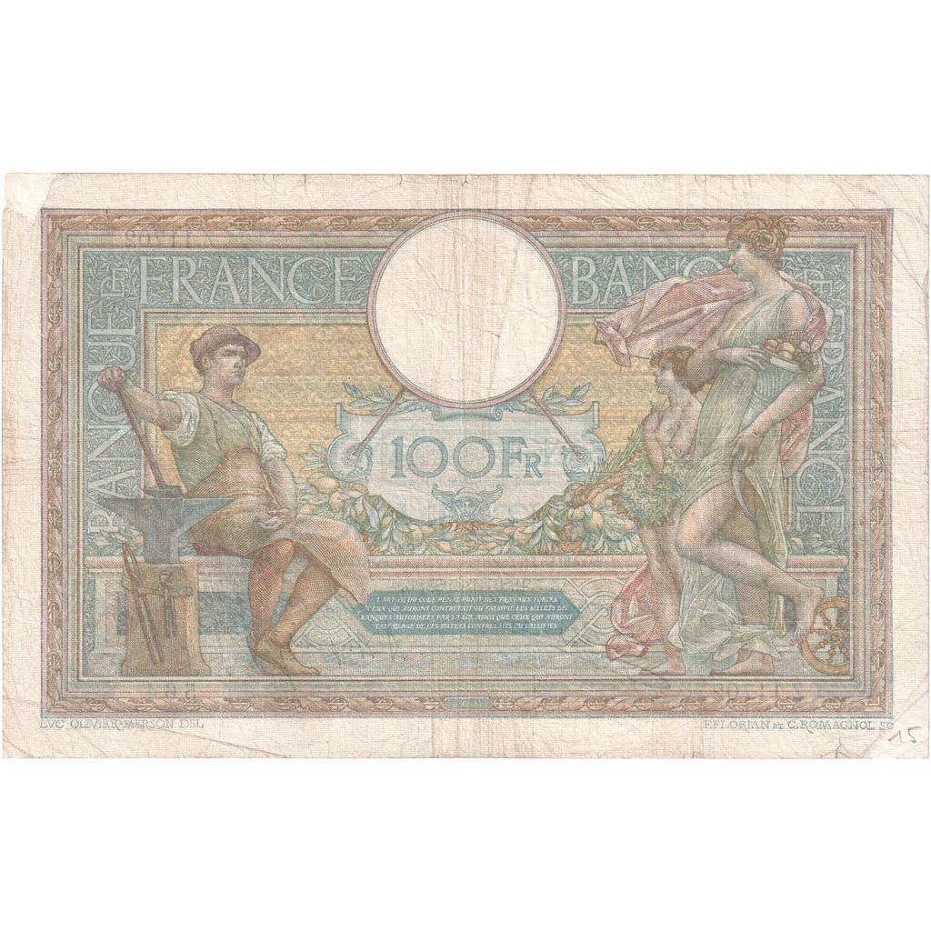 Frankreich, 100 Francs, Luc Olivier Merson, 1925, Z.11702, S+, Fayette:24.3