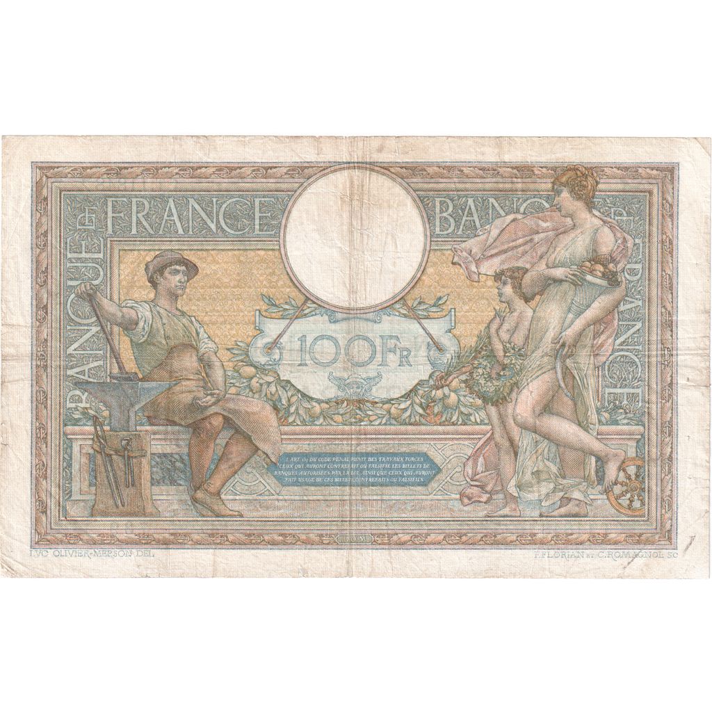 Francia, 100 Francs, Luc Olivier Merson, 1925, T.11848, BC+, Fayette:24.3