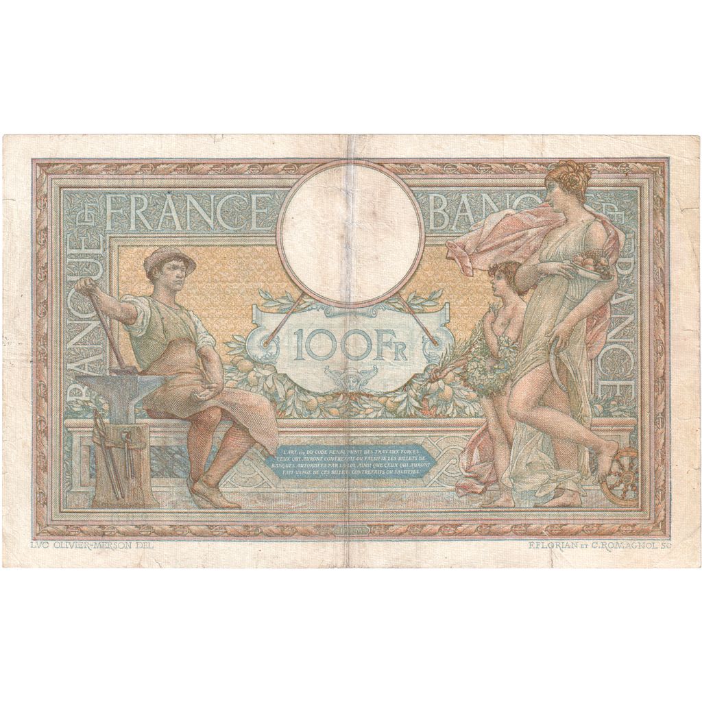 Francia, 100 Francs, Luc Olivier Merson, 1925, V.11897, MB+, Fayette:24.3