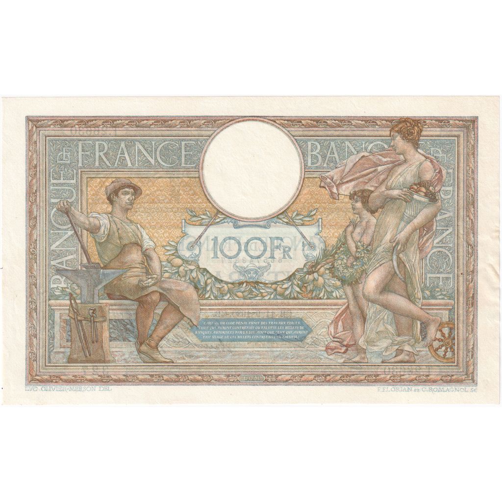 France, 100 Francs, Luc Olivier Merson, 1930, T.26630, AU(55-58), Fayette:24.9