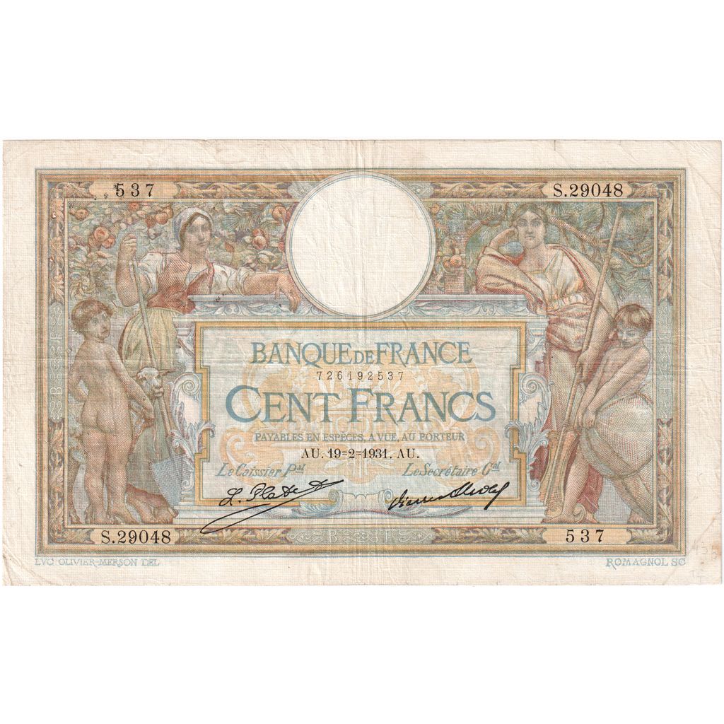 Francia, 100 Francs, Luc Olivier Merson, 1931, S.29048, BC+, Fayette:24.10