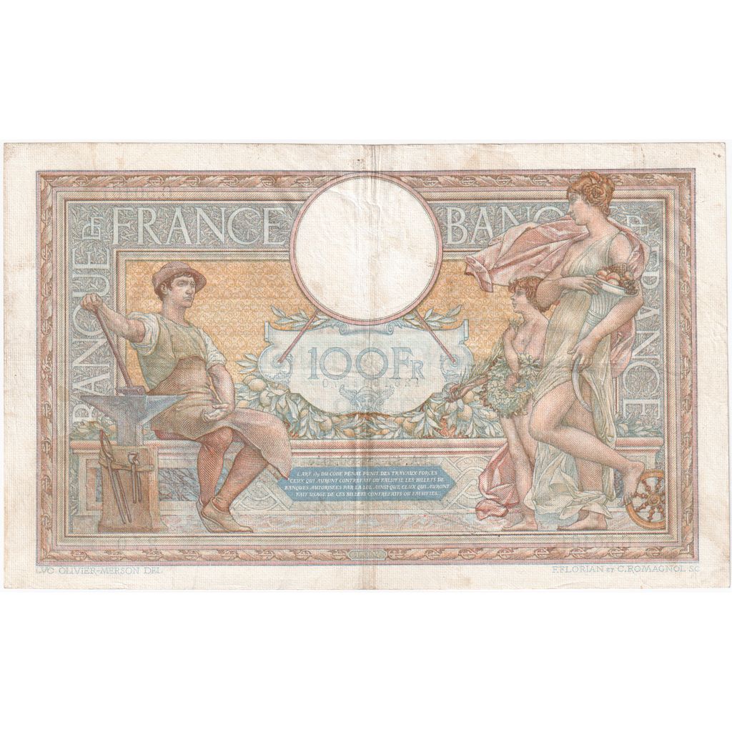 Frankreich, 100 Francs, Luc Olivier Merson, 1936, C.50461, SS, Fayette:24.15
