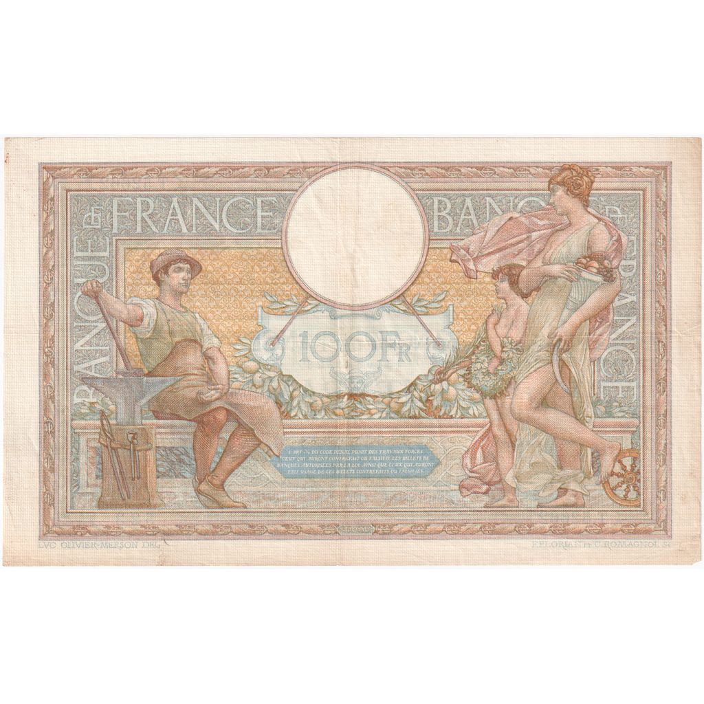 France, 100 Francs, Luc Olivier Merson, 1936, T.52662, TTB+, Fayette:24.15