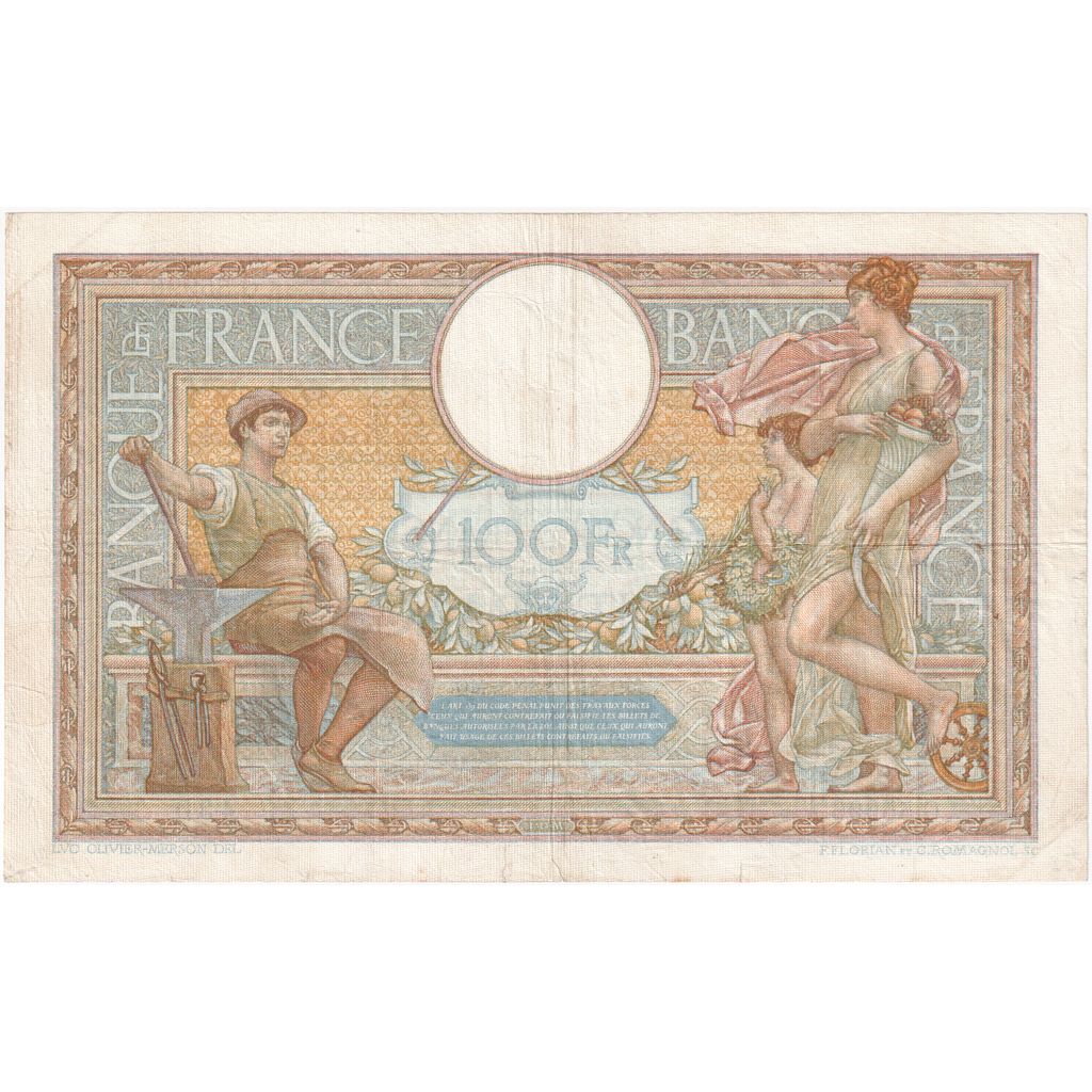 Frankreich, 100 Francs, Luc Olivier Merson, 1937, G.55996, S, Fayette:25.3