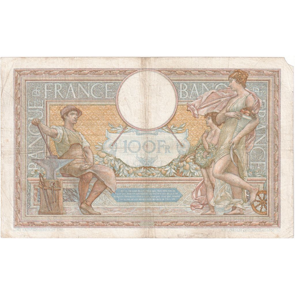 France, 100 Francs, Luc Olivier Merson, 1937, H.56810, VG(8-10), Fayette:25.07
